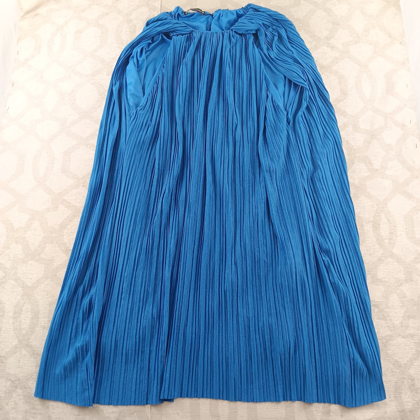 Zara Blue Pleated Maxi Skirt Cape Dress Cover Up Size Small